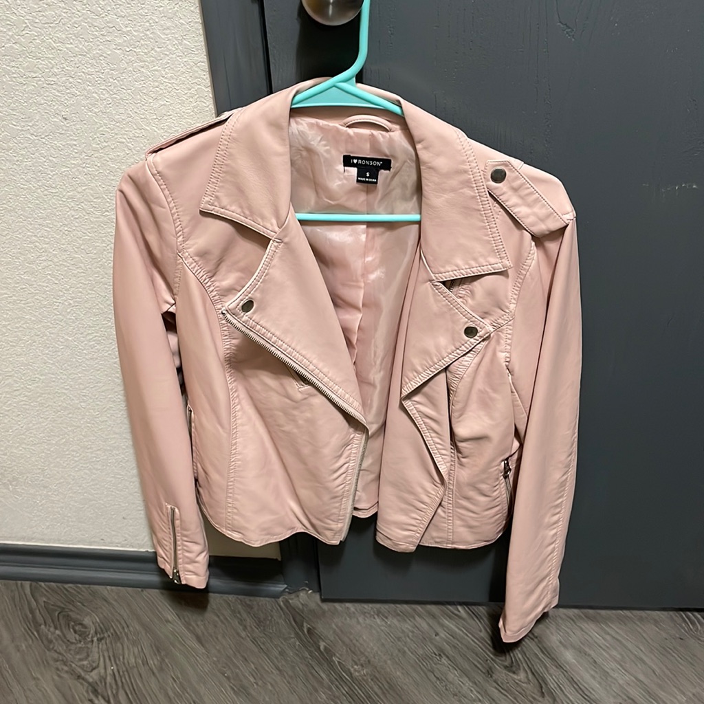 Faux Leather Pink Moto Jacket